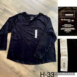 NEW 3X long sleeve Sonoma black tee